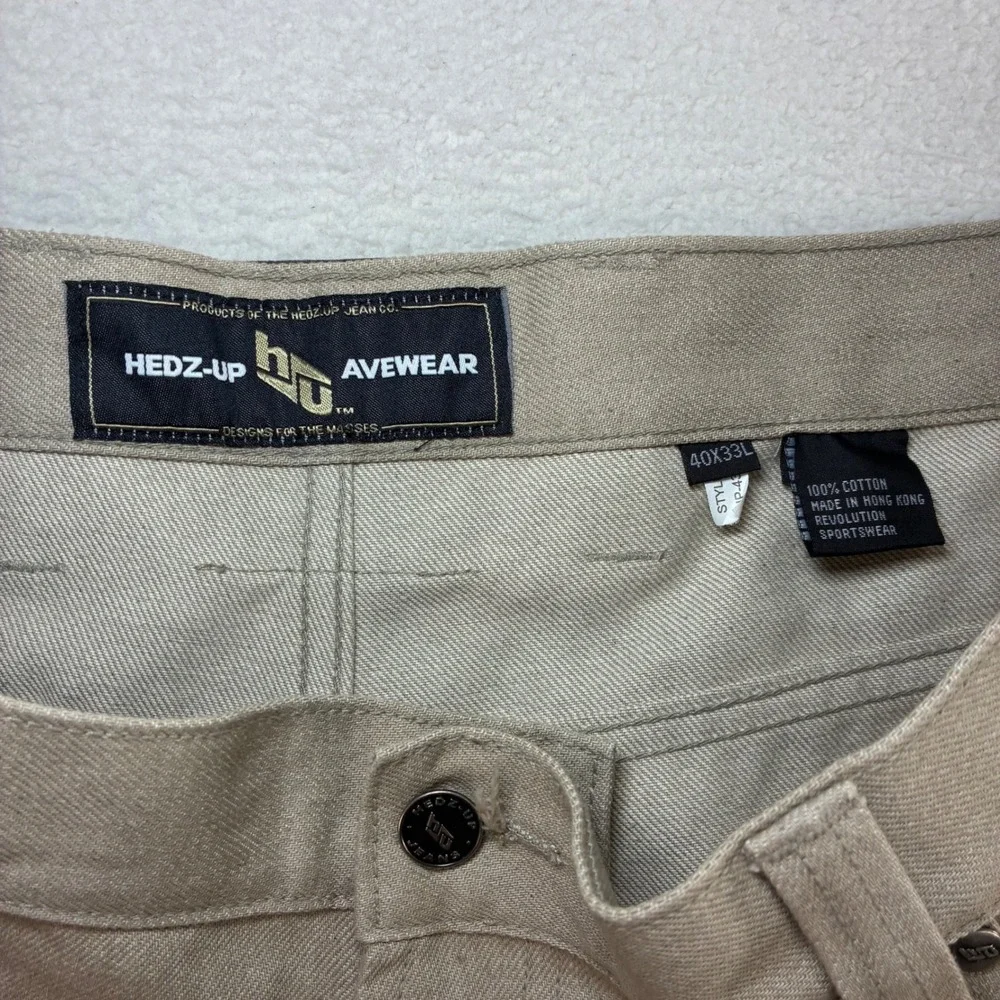 Vintage Hedz Up Jeans Carpenter Pants Men 40x33 Beige Baggy Skater Y2K Loose